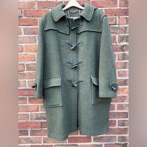Burberry Wool Olive Green Toggle Coat